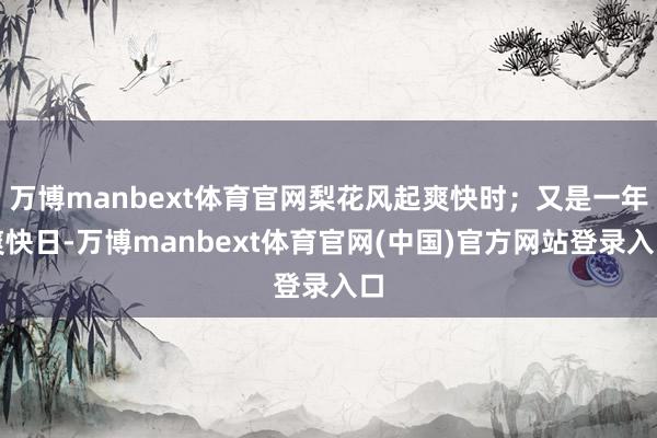 万博manbext体育官网梨花风起爽快时；又是一年爽快日-万博manbext体育官网(中国)官方网站