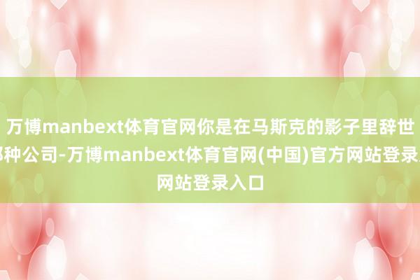 万博manbext体育官网你是在马斯克的影子里辞世的那种公司-万博manbext体育官网(中国)官方